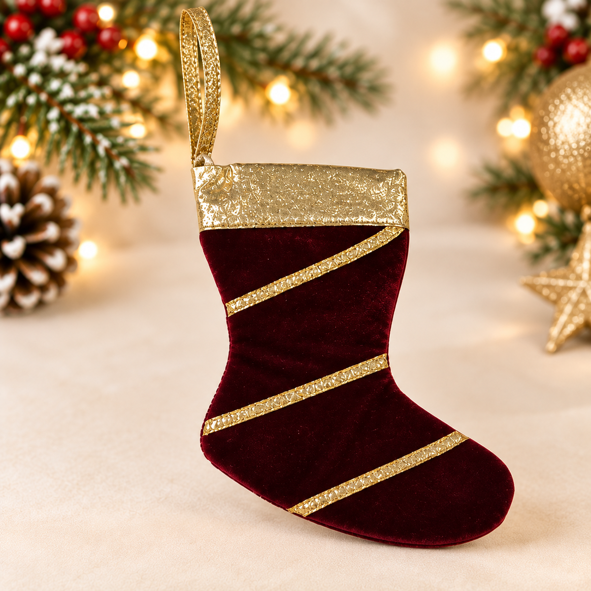Handcrafted Miniature Velvet Christmas Stockings