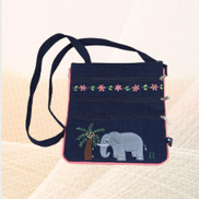 Embroidered Motif Crossbody Bag (Elephant Design)