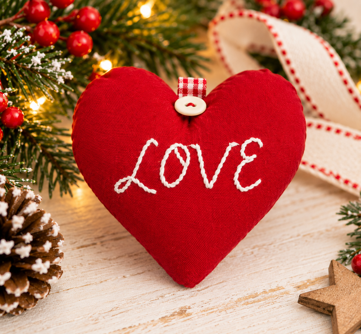 Handcrafted Heart-Shaped Christmas Ornaments
