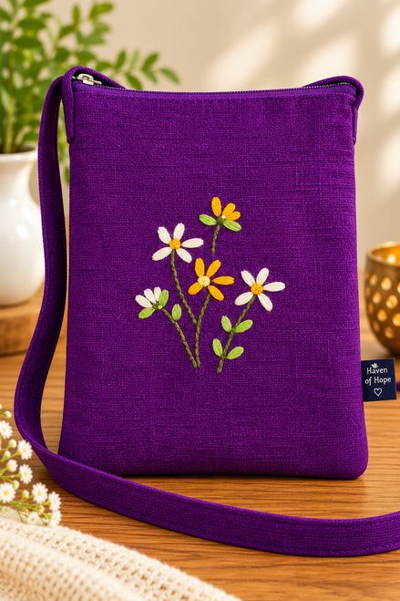 Embroidered Crossbody Sling Bag
