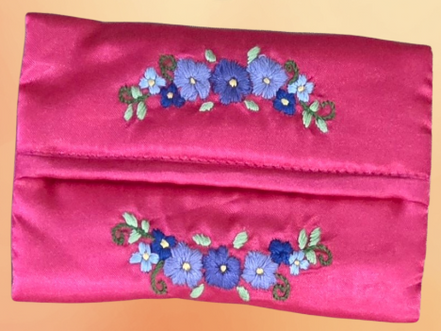 Satin Embroidered Tissue Holder