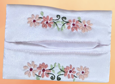 Satin Embroidered Tissue Holder