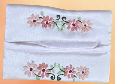 Satin Embroidered Tissue Holder