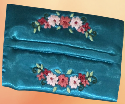 Satin Embroidered Tissue Holder