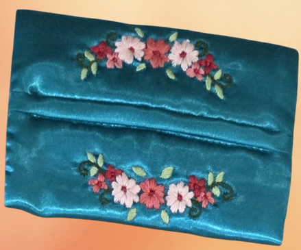 Satin Embroidered Tissue Holder