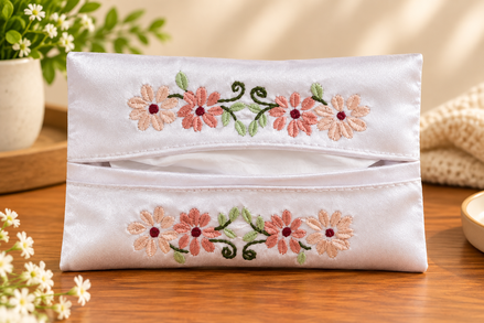 Satin Embroidered Tissue Holder