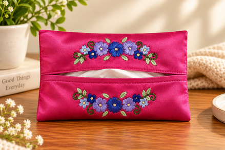 Satin Embroidered Tissue Holder